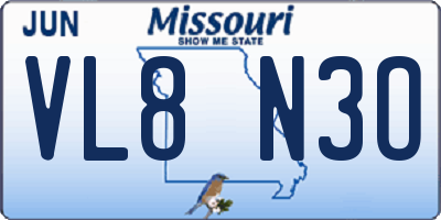 MO license plate VL8N3O