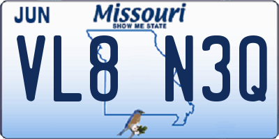 MO license plate VL8N3Q