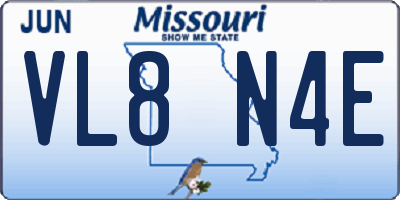 MO license plate VL8N4E