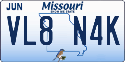 MO license plate VL8N4K