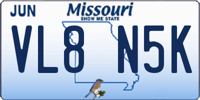 MO license plate VL8N5K