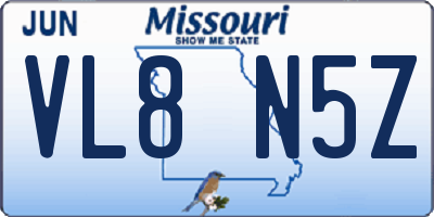 MO license plate VL8N5Z
