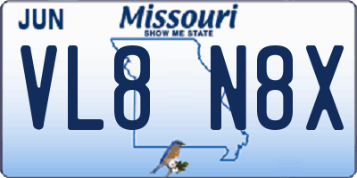MO license plate VL8N8X