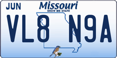 MO license plate VL8N9A