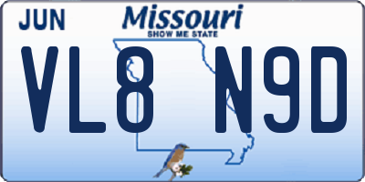 MO license plate VL8N9D