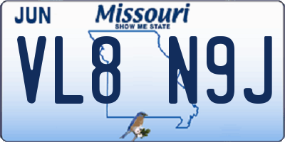 MO license plate VL8N9J