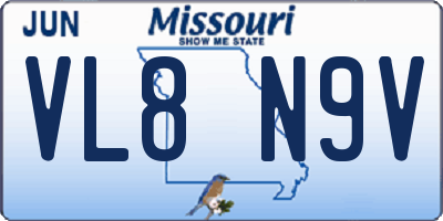 MO license plate VL8N9V