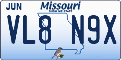 MO license plate VL8N9X
