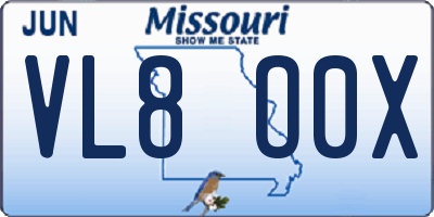 MO license plate VL8O0X