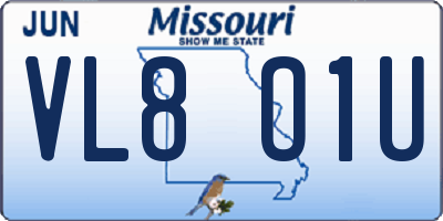 MO license plate VL8O1U