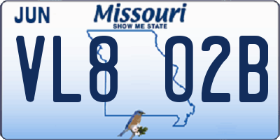 MO license plate VL8O2B