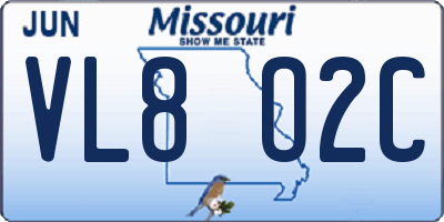 MO license plate VL8O2C