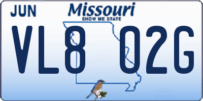 MO license plate VL8O2G