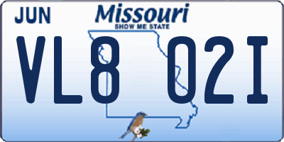 MO license plate VL8O2I