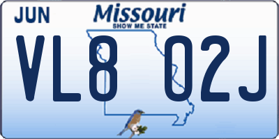 MO license plate VL8O2J