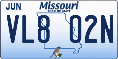 MO license plate VL8O2N