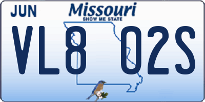 MO license plate VL8O2S