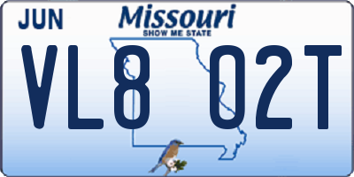 MO license plate VL8O2T