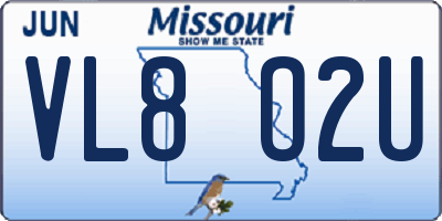 MO license plate VL8O2U
