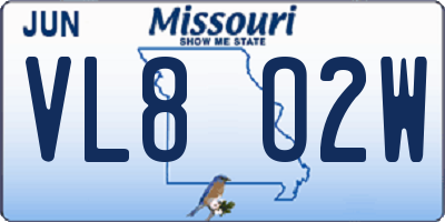 MO license plate VL8O2W