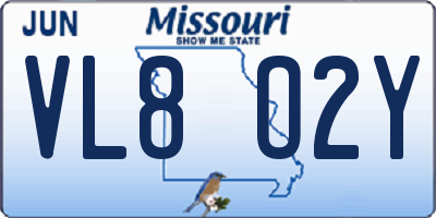 MO license plate VL8O2Y