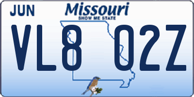 MO license plate VL8O2Z