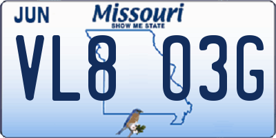 MO license plate VL8O3G