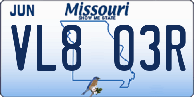 MO license plate VL8O3R