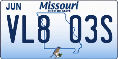 MO license plate VL8O3S