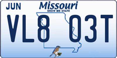 MO license plate VL8O3T