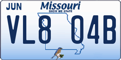 MO license plate VL8O4B