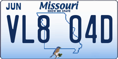 MO license plate VL8O4D
