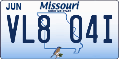 MO license plate VL8O4I