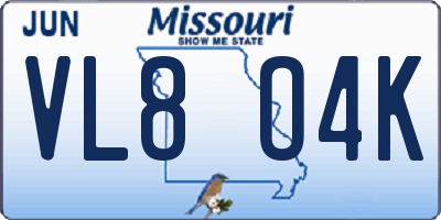 MO license plate VL8O4K