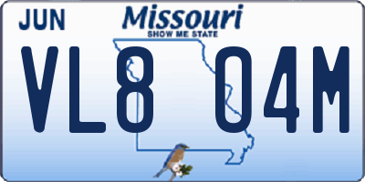 MO license plate VL8O4M