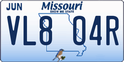 MO license plate VL8O4R