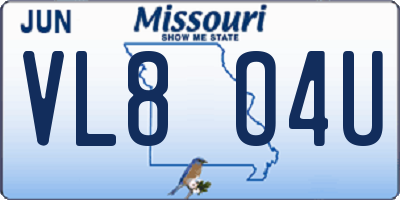 MO license plate VL8O4U