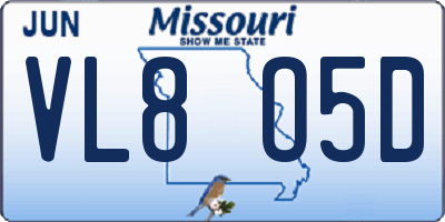 MO license plate VL8O5D