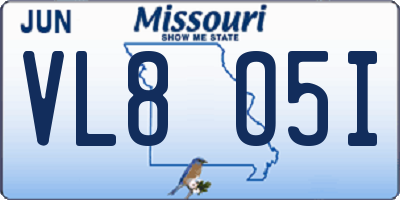 MO license plate VL8O5I