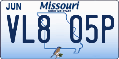 MO license plate VL8O5P