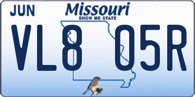 MO license plate VL8O5R