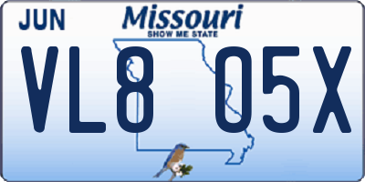 MO license plate VL8O5X