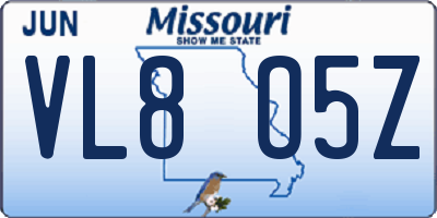 MO license plate VL8O5Z