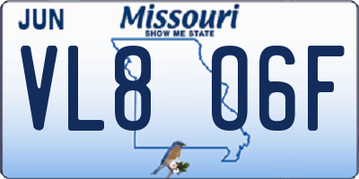 MO license plate VL8O6F