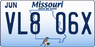 MO license plate VL8O6X