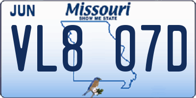 MO license plate VL8O7D