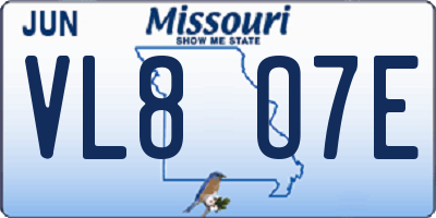 MO license plate VL8O7E