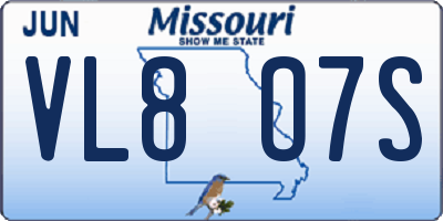 MO license plate VL8O7S
