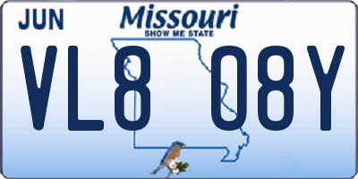 MO license plate VL8O8Y
