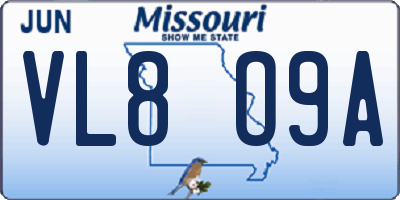MO license plate VL8O9A